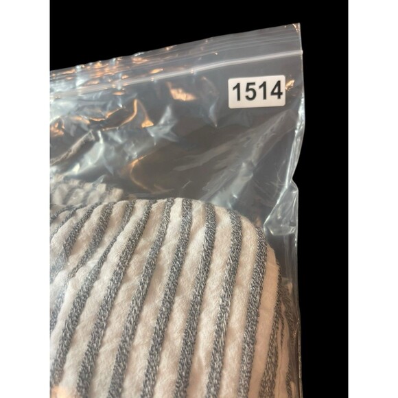 American Eagle Gray White Striped Rouched Bow Deep V-neck Textured Romper XL - Picture 15 of 15